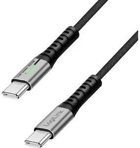 USB-C cable LOGILINK CU0433, 20 Gb/s, 100W power delivery, 1.5 m, braided black