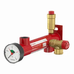 Mounting console RED by Flamco for wall-hung expansion vessel up to 25 L with safety group (manometer 0–4 bar, safety valve set 3 bar, air vent)