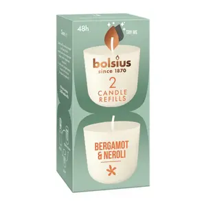 Bolsius Clean Light refill candles 2 pcs — bergamot & neroli fragrance