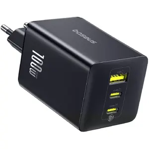 Сетевой адаптер Baseus EnerFill FE11 100W с 2× USB-C и USB-A, чёрный