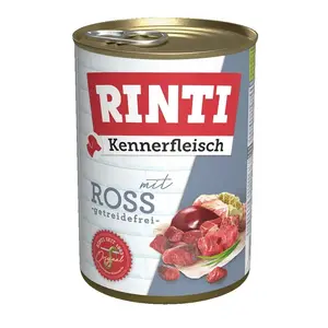 Wet dog food RINTI Kennerfleisch Horse 400 g — single-protein horse formula