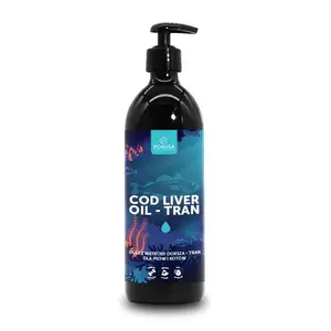 Liquid cod liver oil supplement POKUSA for dogs and cats 500 ml — fish flavor, 99.97% fat, dietary supplement