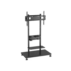 Mobile TV Trolley EQUIP 50"–90" with Pegboard Shelf, VESA 200x200–600x400, 60 kg, black
