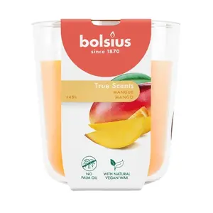 Aromātiskā svece stiklā Bolsius True Scents Ø97×85 mm, mango aromāts