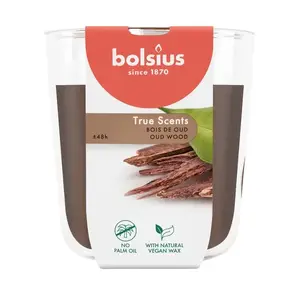Aromātiskā svece stiklā bolsius True Scents Ø97×85 mm — oud wood aromāts