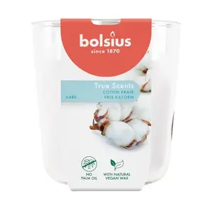 Svece stikla traukā bolsius, modelis 37940371, stikls Ø97×85 mm, True Scents aromāts "svaigs kokvilna"