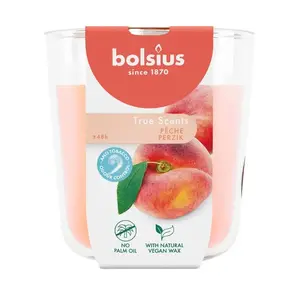 Glass scented candle bolsius True Scents Ø97×85 mm — peach fragrance