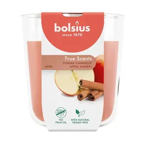 Glass scented candle Bolsius True Scents Ø97×85 mm — apple cinnamon fragrance