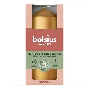 Cylinder candle Ø120×58 mm, bolsius, gold finish
