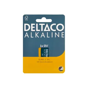 Vienreizējā sārmainā baterija DELTACO 6LR61 (9 V) — 1 gab.