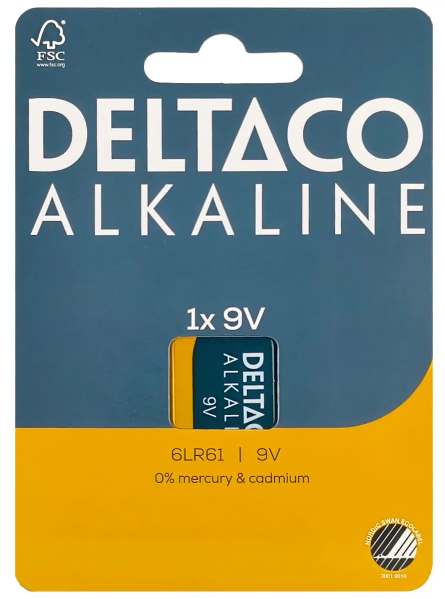 Deltaco 6LR61-1B vienreizlietojamā sārma baterija 9V