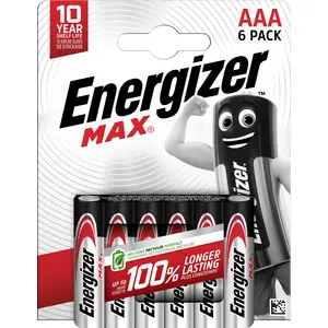 Alkaline AAA batteries Energizer Max (pack of 6) — long-lasting power for household devices
