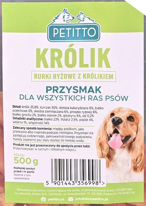 Suņu kārums PETITTO rīsu caurulītes ar trusi 500 g Photo 5