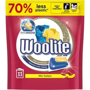 Veļas kapsulas Woolite Mix Colors ar keratīnu 33 gab. — krāsu aizsardzība
