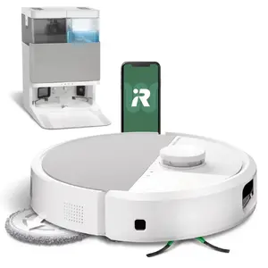 Robot vacuum cleaner iRobot Roomba Plus 505 Combo with AutoWash Dock, LiDAR navigation, roller & side brush, bagless, white, 357×351×106 mm