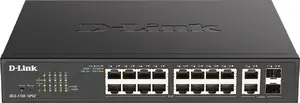 Network switch D-Link DGS-1100-18PV2 — Managed L2 Gigabit (16×RJ45) PoE, 36 Gbps, 1U, black