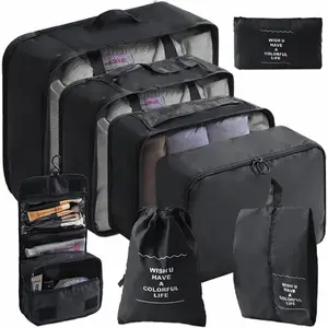 Travel suitcase organizer set Riff RF-TRAVELSET-9 — 9-piece with zippers for packing and storage