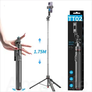 Selfie stick tripod Riff RF-TT02, extendable to 1.7 m, auto pop-open tripod, Bluetooth remote