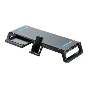 Подставка для монитора Riff T1 ICE Coorel с RGB-подсветкой, 4 USB-порта и подставкой для телефона
