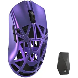 Spēļu pele WLMouse Beast X Max ar cietajām sānu virsmām un Omron optiskajiem slēdžiem — violeta