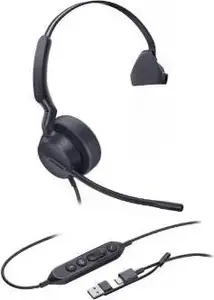 Headset Yealink UH42 Mono (1308240) — monaural USB-C/USB-A, noise-cancelling, 35 mm speaker, wideband audio, rotatable earcup, black