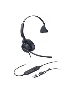 Austiņas Yealink UH46 Mono (1308242) — USB-C/USB-A, monofoniskas, trokšņu slāpēšana, 35 mm skaļrunis, platjoslas audio, 3 mikrofonu tehnoloģija, melnas