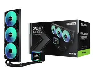ASRock Challenger 360 Digital šķidruma dzesēšanas sistēma, 120 mm ventilatori, melna