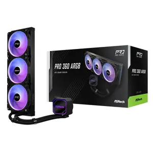 CPU cooler ASROCK Pro 360 ARGB Black — ASROCK model 90-APRA36-BAAGA6, 360mm AIO liquid cooler, ARGB lighting