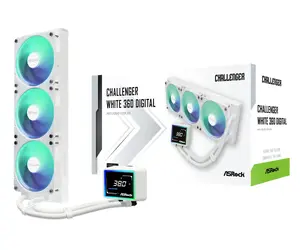 ASRock Challenger White 360 Digital šķidruma dzesēšanas sistēma procesoram ar 120 mm ventilatoriem
