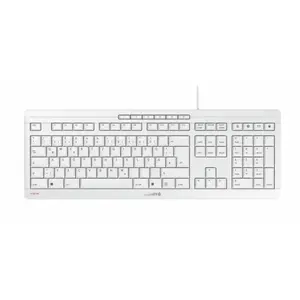 Cherry full-size wired keyboard Stream — QWERTZ layout, scissor switches, USB, 1.8 m cable, light grey