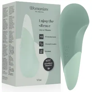 Мини‑вибратор WOMANIZER Vibe Mini — клиторальная стимуляция, бирюзовый, встроенный аккумулятор, 158×52 мм