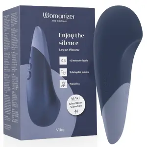 Mini vibrators WOMANIZER Vibe Mini — klitora stimulācija, iebūvēta baterija, 158×52 mm, 1,5 h darbība, zils