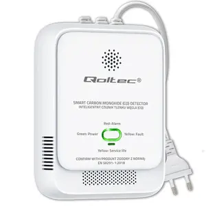 CO detector alarm QOLTEC 52576 — carbon monoxide sensor, 85 dB alarm