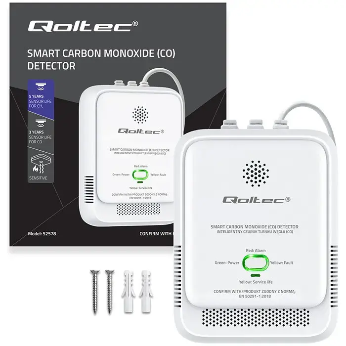 CO detector QOLTEC 52576 — 85 dB carbon monoxide alarm Photo 5