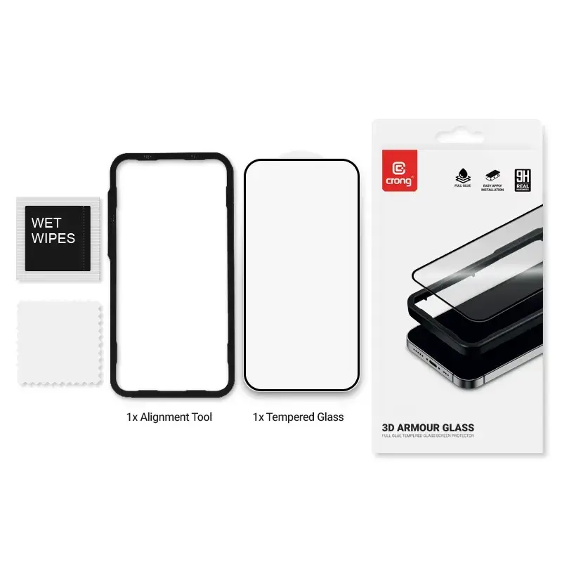 Crong закалённое стекло 9H Full Glue для iPhone 16/15 Photo 2