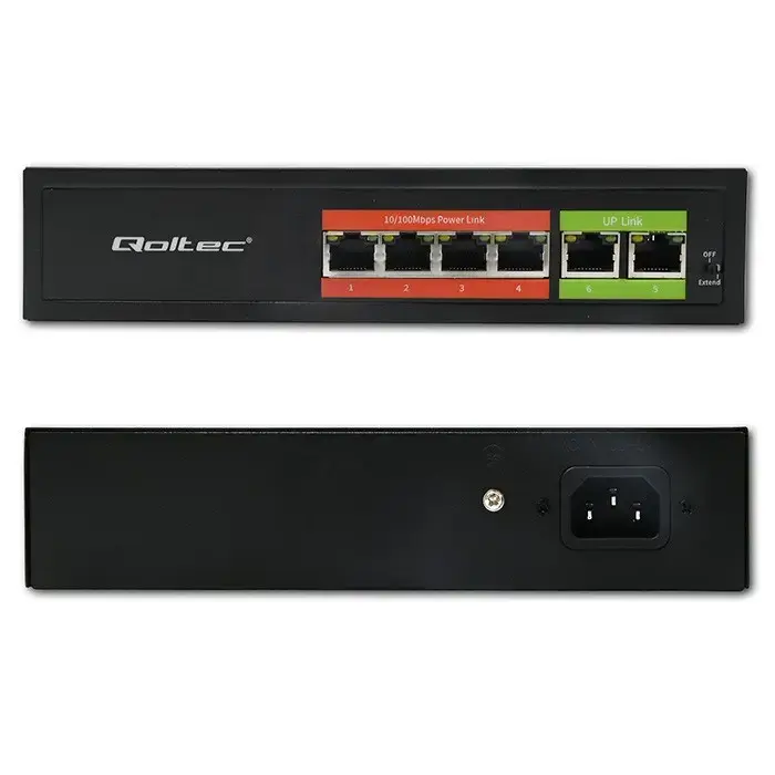 Ethernet PoE slēdzis QOLTEC 52289 4xRJ45 2xUplink Photo 5