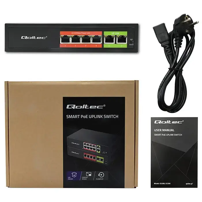 Ethernet PoE slēdzis QOLTEC 52289 4xRJ45 2xUplink Photo 7