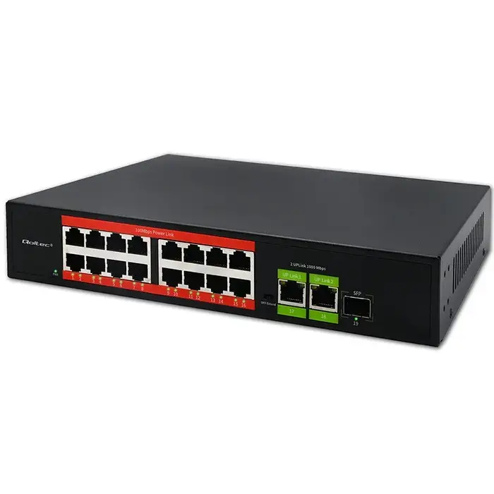 QOLTEC Ethernet PoE Switch 16xRJ45 2xRJ45 1xSFP Photo 5
