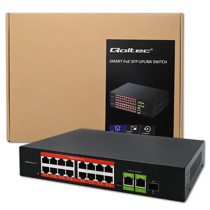 QOLTEC Ethernet PoE Switch 16xRJ45 2xRJ45 1xSFP Photo 7