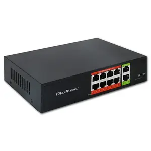Network switch QOLTEC FAST Ethernet PoE 8xRJ45 with 2xRJ45 uplink (model 52290)