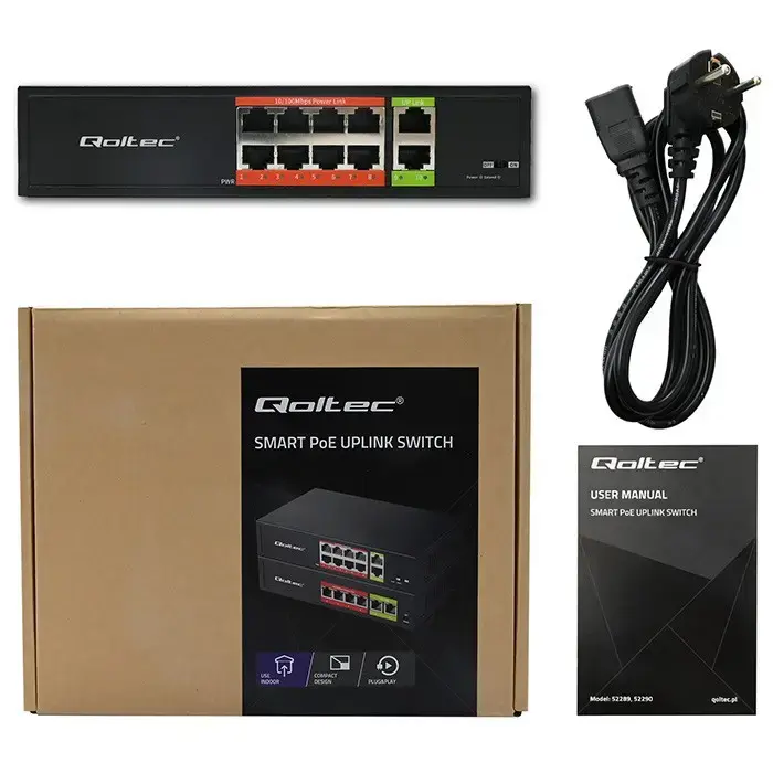 QOLTEC FAST Ethernet PoE switch 8xRJ45 2xUplink 52290 Photo 7
