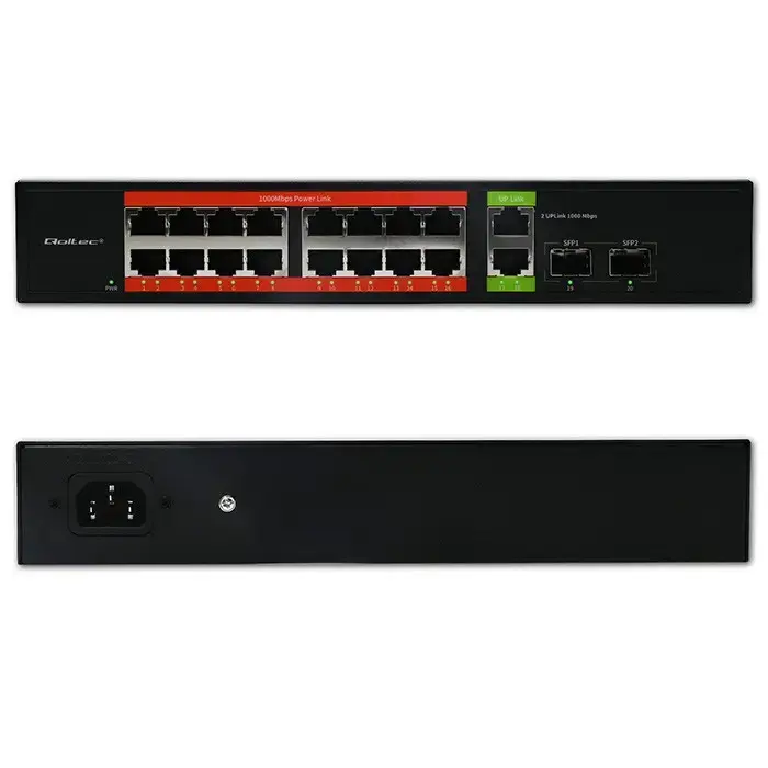 QOLTEC 52292 Gigabit PoE Switch 16xRJ45 2xSFP Photo 4