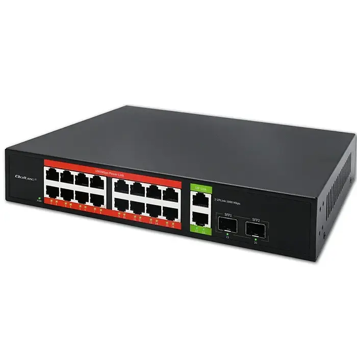 QOLTEC 52292 Gigabit PoE Switch 16xRJ45 2xSFP Photo 6