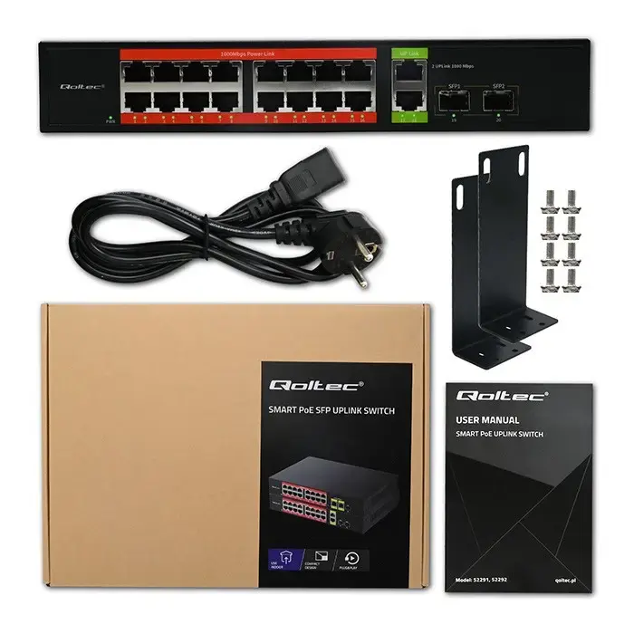 QOLTEC 52292 Gigabit PoE Switch 16xRJ45 2xSFP Photo 7