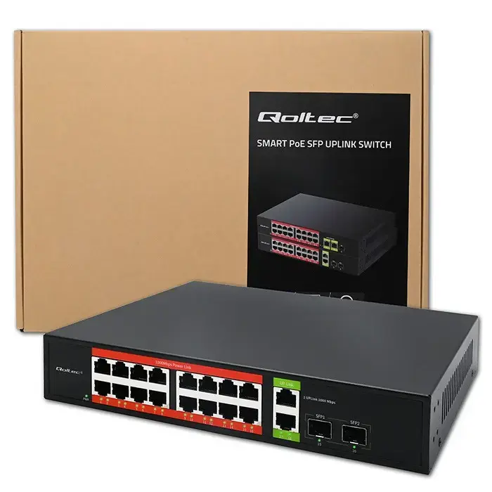QOLTEC 52292 Gigabit PoE Switch 16xRJ45 2xSFP Photo 8