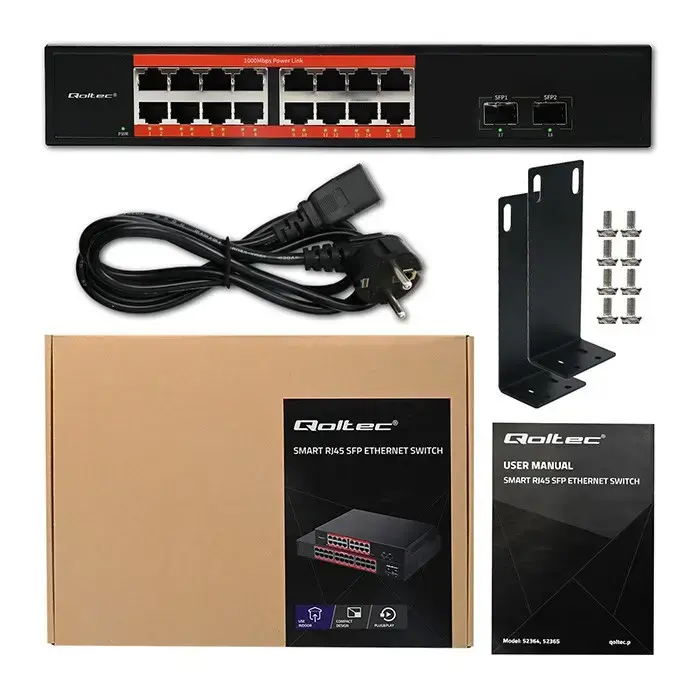 QOLTEC 52364 Gigabit Ethernet PoE 16xRJ45 2xSFP Photo 7