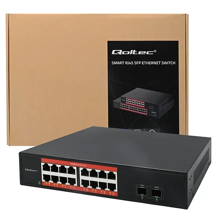 QOLTEC 52364 Gigabit Ethernet PoE 16xRJ45 2xSFP Photo 8