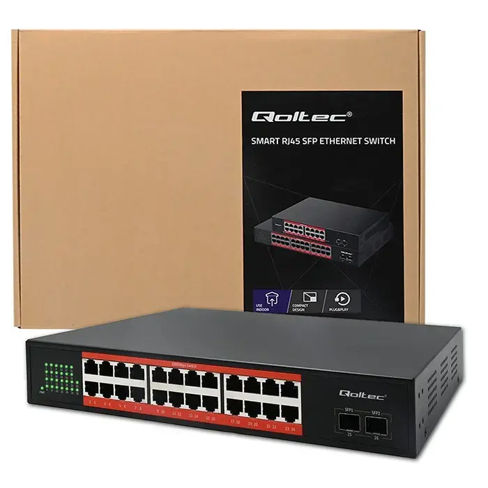 QOLTEC Gigabit Ethernet PoE switch 24xRJ45 2xSFP Photo 8
