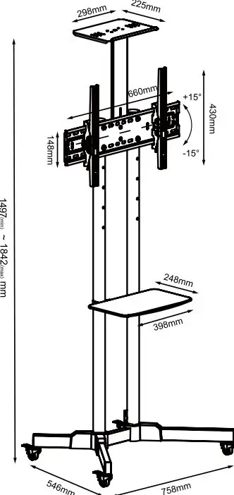 TV trolley stand TB TB-ST1 for TVs up to 75" Photo 8