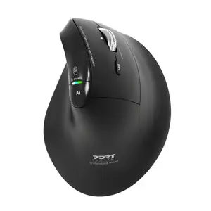 Эргономичная правая беспроводная мышь Port Designs ERGO AUDITOR — оптическая, RF Wireless + Bluetooth, 4800 DPI, 5 кнопок, чёрная